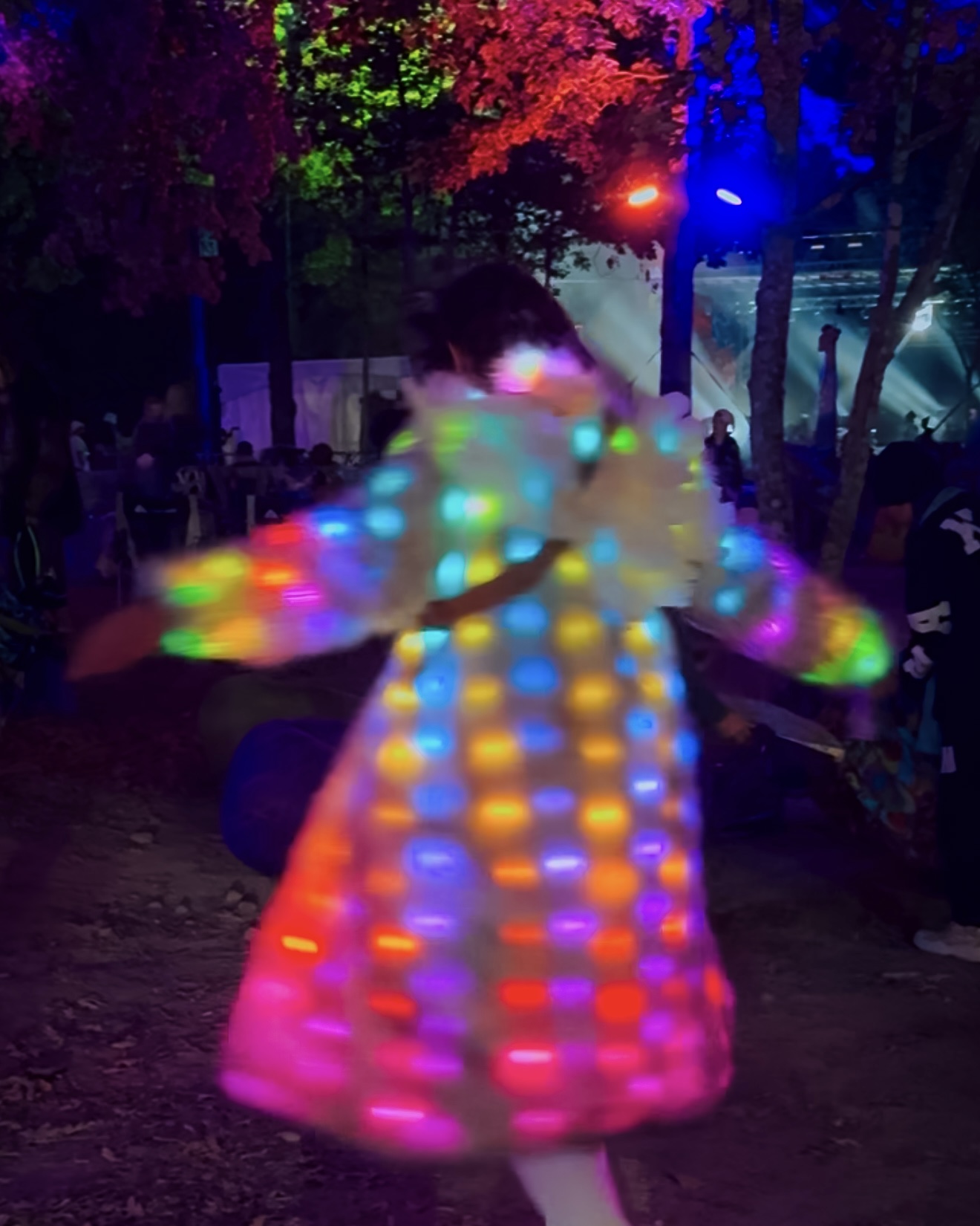 LED fur coat at a festival