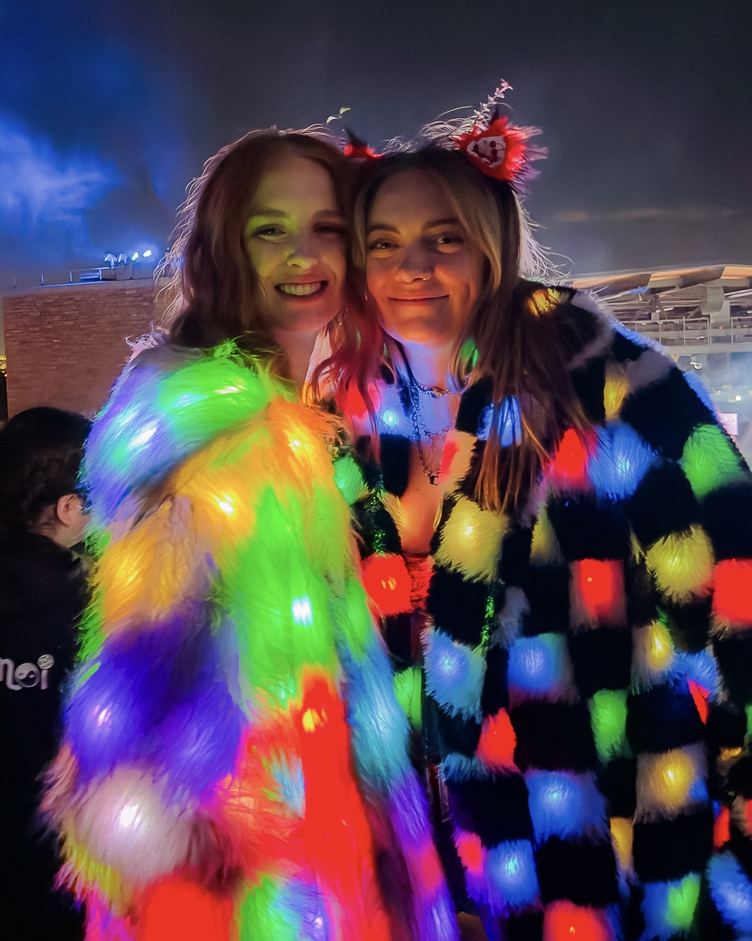 Full body LED fur coat portrait